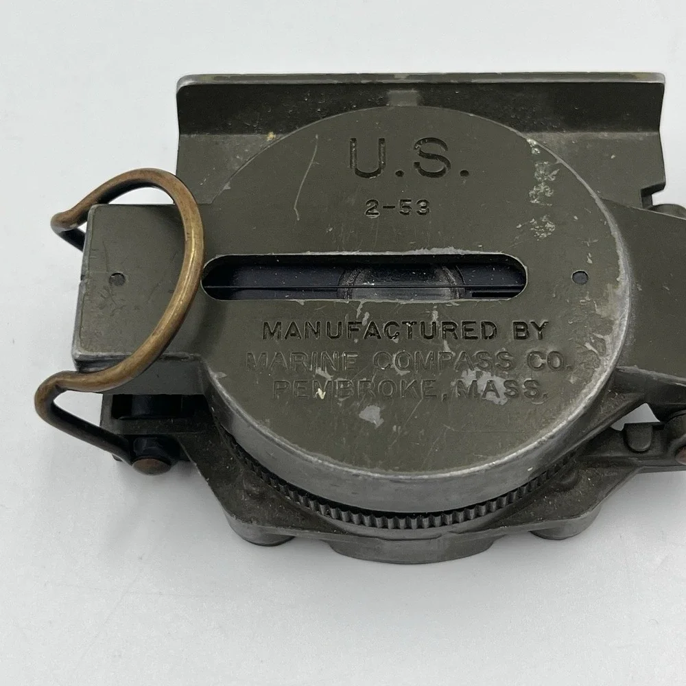 1953 Korean War Lensatic Magnetic Marine Compass Co Pembroke, Mass Marine Corp